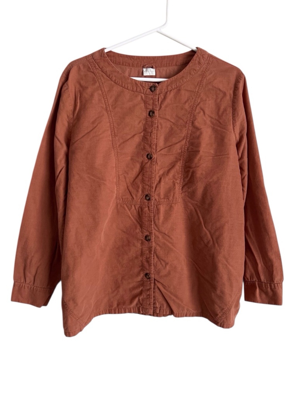Poetry Womens Corduroy Button Down Long Sleeve Brown Boho Lagenlook Cotton Sz 14